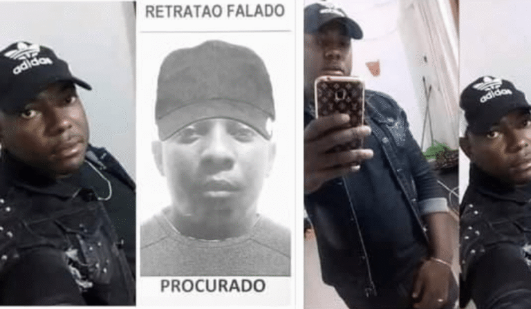 Montagem de arquivo com um retrato falado e fotografias